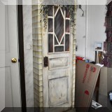 F26. Hand painted tall cabinet 75”h x 26.25w x 7”d